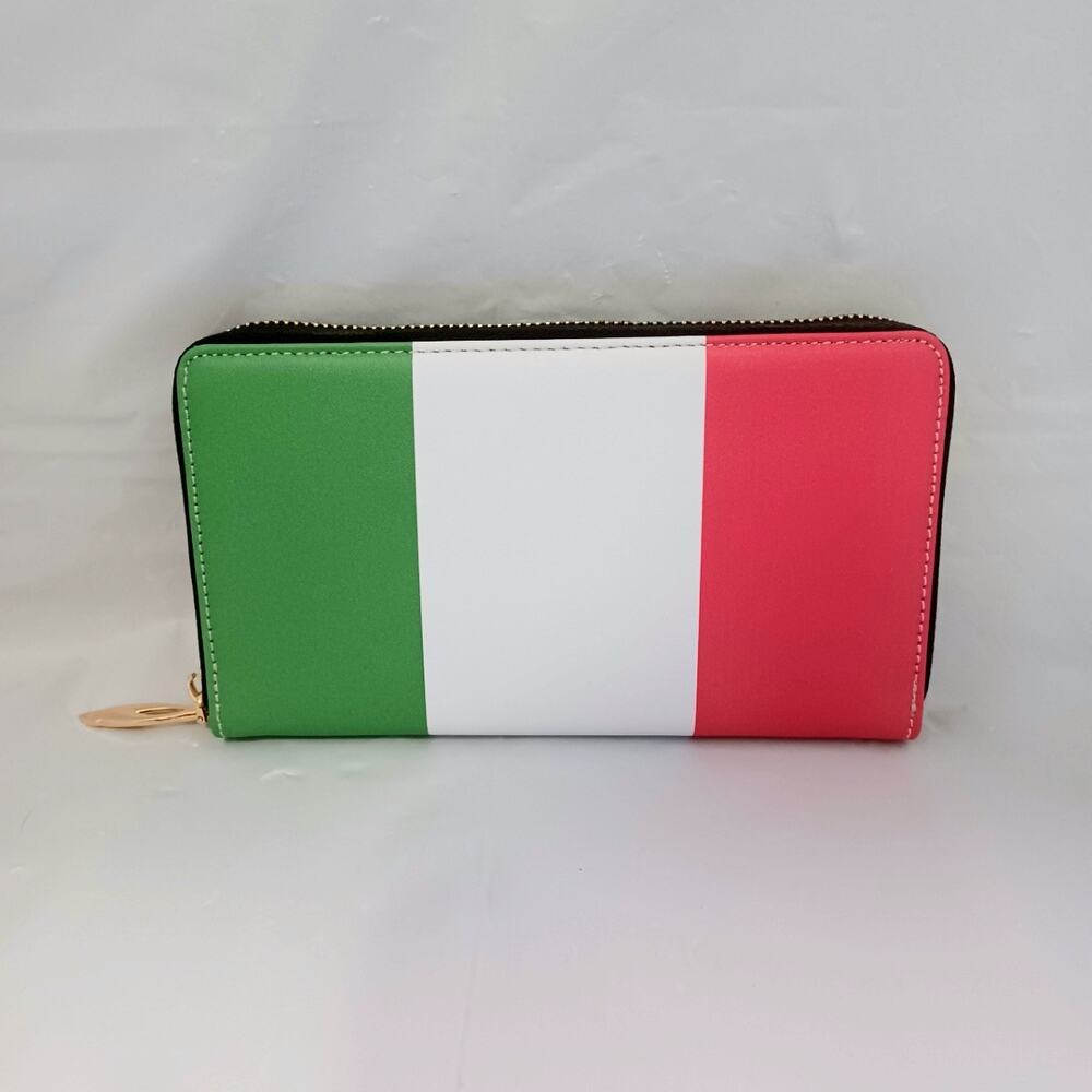 Italian Flag Design Zip Around Wallet